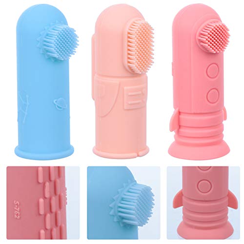STOBOK 3 Peças de Silicone Escova de Dentes de Dedo de Bebê Dedo Ponto Escova de Dentes de Treinamen