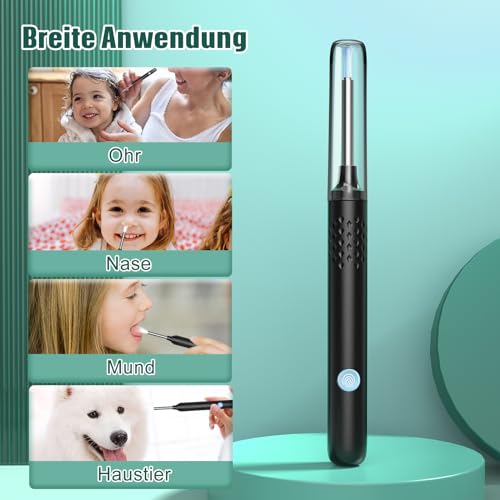 Ohrenschmalz Entferner mit Kamera, LMECHN 1080P HD-Otoskop, Ohrenreiniger mit WLAN, IP67 Wasserdicht, 6 LEDs, für iPhone, iPad & Android-Telefon (Schwarz)