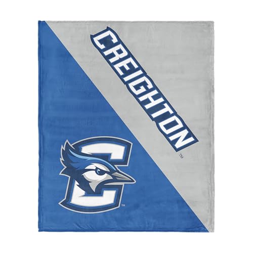 Northwest NCAA Creighton Bluejays Halftone Silk Touch Throw Blanket, 46 x 60 in, Ultra Soft Plush Polyester, Lightweight Warm Decorative Couch Bed Game Day Gift