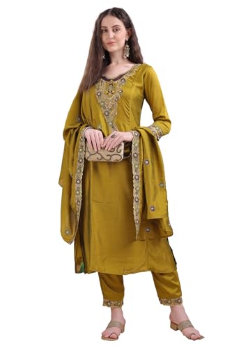 Kurta femme de luxe ensemble brodé en rayonne premium avec finitions haute couture