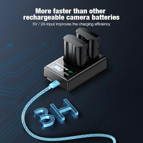 Powerextra EN-EL15a EN-EL15b EN-EL15c Battery and Dual USB Charger Compatible with Nikon D780, Z6, Z7, D850, D810, D810A, D800, D800E, D7500, D7200, D7100, D7000, D750, D810, D610, D600, 1v1 Cameras - Thumbnail 3
