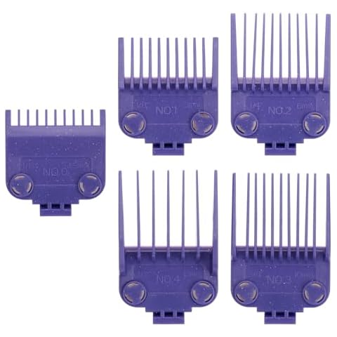 01410 Replacement Clippers Guards for Andis Master Series (MBA, MC-2, ML, PM-1, PM-4, PM-5), 5-Piece Magnetic & Waterproof Clipper Comb Set, Purple Cover