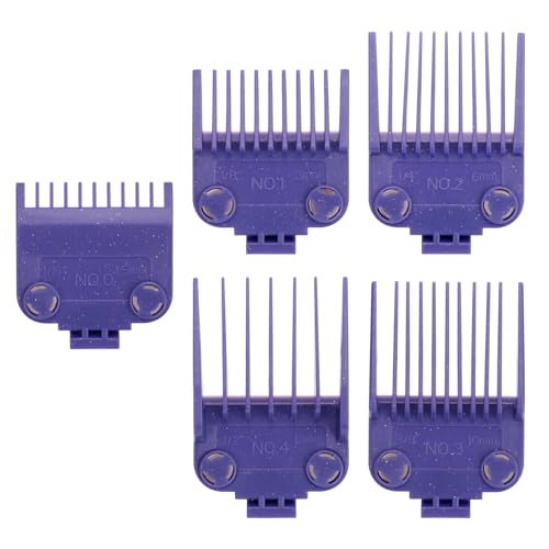 01410 Replacement Clippers Guards for Andis Master Series (MBA, MC-2, ML, PM-1, PM-4, PM-5), 5-Piece Magnetic & Waterproof Clipper Comb Set, Purple
