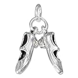Tap Dance Shoes Pair Movable 3D 925 Solid Sterling Silver Charm Pendant Bracelet Jewelry Making...