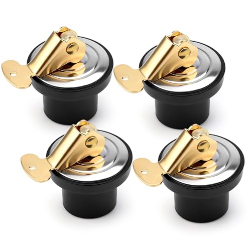 Linkstyle 4PCS Boat Drain Plug 3/4 Inch Dual Lock Lever Snap Plug Brass & Stainless Steel Deck Drain for Kayak Marine Livewell