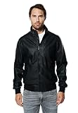Koroshi Chaqueta cazadora biker efecto piel para hombre, de color black, Talla XXL