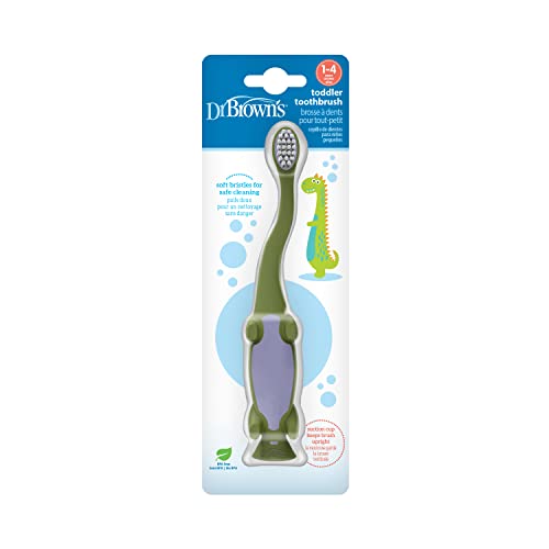 Image of Dr. Brown's Toddler Toothbrush, Dinosaur Green Manual