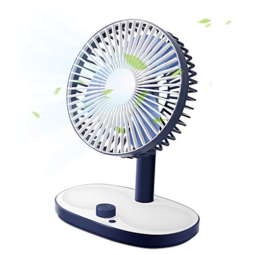 SMARTDEVIL 6.5“ Small Desktop Fan, Personal Desk Fan With Storage Function, 2600mAh Battery Operated Table fan, Smart Timing Function, Stepless Speed Regulation, for Home, Office, Bedroom, Blue