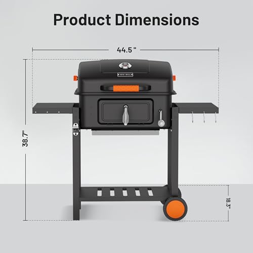 Image of KEYO GRILL 24-Inch Barrel Charcoal Grill, Dual Venting System Outdoor BBQ Grill with Height Adjustable Charcoal Pan, Foldable Side Tables Outdoor Large Barbecue Grills for Backyard and Camping.