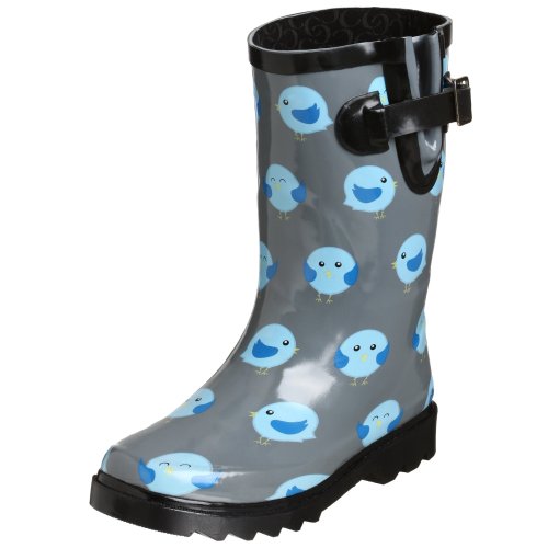 Chooka Toddler/Little Kid Fat Bird Dot Rain Boot,Grey/Baby Blue,8 M US Toddler