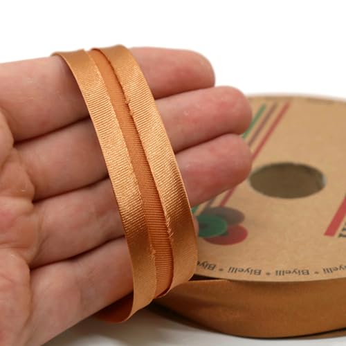 Image of Fold Satin Bias Tape - 99+ Colors - 3 /4 Inches Wide - 27 Yards - Fold Satin Binding Bias Ribbon Fabric Piping Bias Binding Tape for Sewing Clothing DIY (63. Squash) BYS62