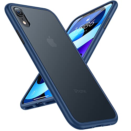 TORRAS Shockproof Designed for iPhone XR Case, [Military Grade Drop Tested] [Upgraded Non-Slip] Translucent Matte XR Phone Case with Silicone Bumper, Slim Protective Phone Case for iPhone XR, Blue