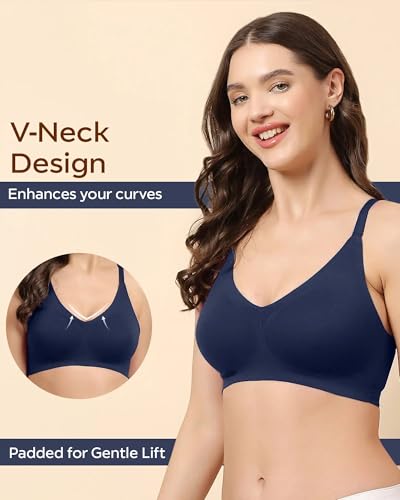 Image of Tweens Cotton Padded Bonded Bra for Women | Full Coverage Wire-Free Bra | Seamless No-Dig Comfort | Breathable Cotton | Elastic-Free Bottom Band & Side Wings | Pack of 1