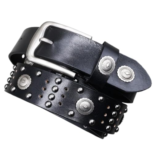 Ceinture cloutée unisexe en cuir véritable pour sublimer un look fade