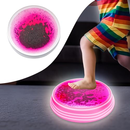 Onyoloy Light Up Liquid Stepping Stones - 1 Round Purple Liquid Stepping Stone, 7 Light Up Colors, Indoor Obstacle Training Balancing Stepping Stone Toy for Kids Ages 3 and Up.