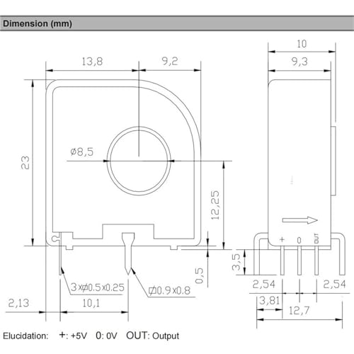 Componente transductor Hall QNHC3 detector de amperaje de 15A y salida de voltaje variable 1.65V 2