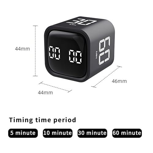 Image of Qumox Pomodoro Timer, Cube Productivity Timer with Adjustable Sound and Vibration Alert, Ideal for Work, Office, ADHD, Study, and Tasks - 5 /10 /30 /60 Minutes & Custom Countdown - Black