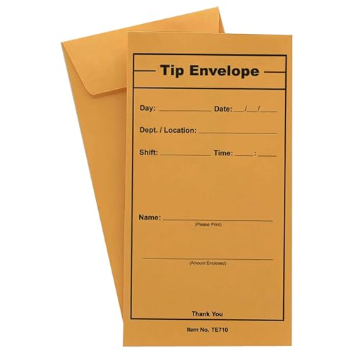 500 Cashier Depot General Tip Envelope, 3 1/2" X 6 1/2", Premium 24lb. Kraft, 500/Box