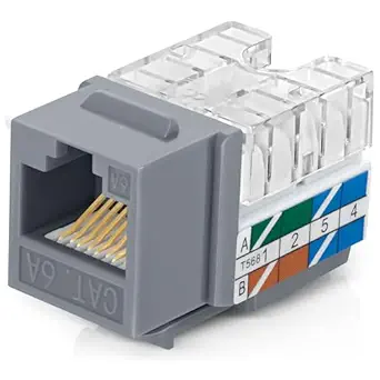 Everest Media Solutions 90 Angled CAT6A Keystone Jack in Gray - Slim Profile RJ45 Ethernet Connector - Compatible with 90 Angled Speed Termination Tool - easyJACK (B094WB91H3) - 50-Pack