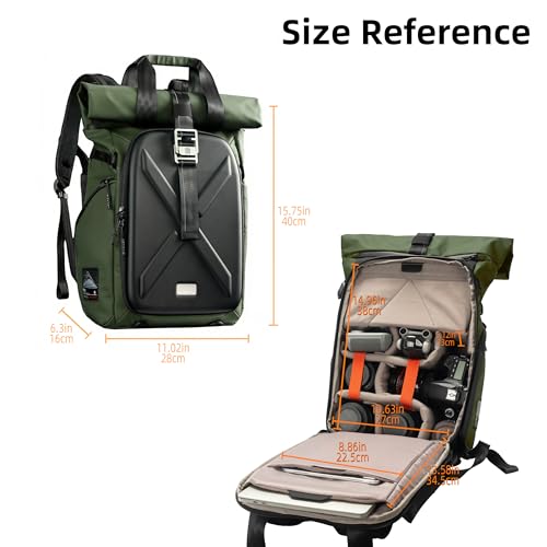 Besnfoto Hardshell Camera Backpack,DSLR SLR Mirrorless Camera Bag Waterproof with 15.6\'\' Laptop Compartment Tripod Holder Photography Camera Case Compatible for Canon/Nikon/Sony/Drone - Thumbnail 4