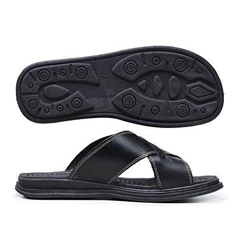 Chinelo Ortopédico Anatômico Anti Stress Masculino Couro (42, Preta)