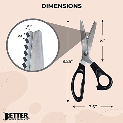 Better Office Products 00606 Professional Pinking Shears, 9 Inch Stainless Steel Fabric Pinking Shears, Dressmaking Scissors, Zig Zag Cut Scissors, Serrated Blades thumb #3