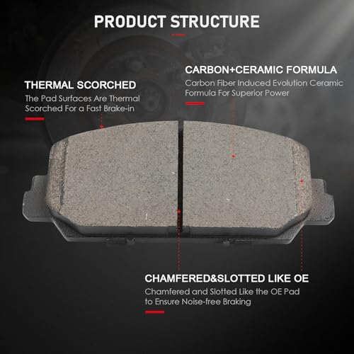 Image of cciyu D1697 Front Ceramic Disc Brake Pads Kit For Acura ILX 2016-2022,For Acura RDX 2014-2018,For Acura RLX 2014-2020,For Honda Civic 2017-2020