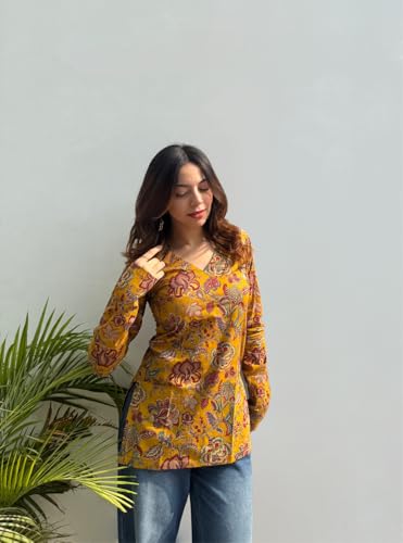 Image of ANNI Designer Cotton Short Kurti for Women | Stylish Kurti | Short Kurti Top | Casual Kurta for Women | Comfortable Cotton Kurtis for Womens