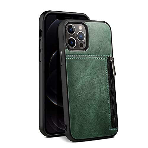 Étui de téléphone en cuir pour iPhone 13 avec fentes cartes portefeuille vert