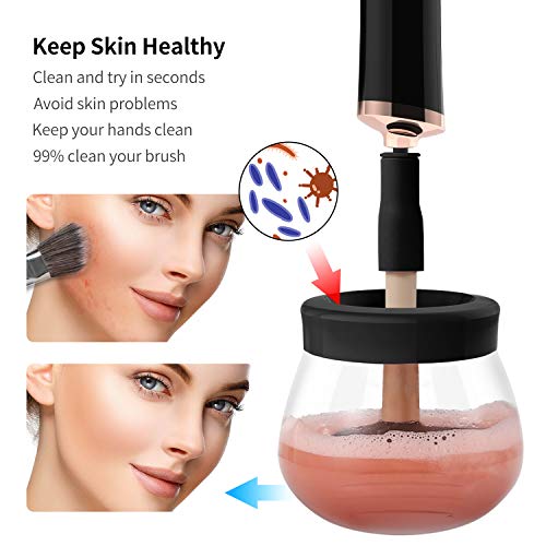 Senbowe Upgraded Makeup Brush Cleaner and Dryer Machine, Electric Cosmetic Automatic Brush Spinner with 8 Size Rubber Collars, Wash and Dry in Seconds, Deep Cosmetic Brush Spinner for All Size Brushes - Thumbnail 6