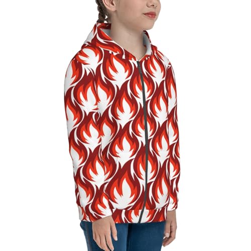 Fire Symbols Kid Hoodies Boys Zip Up Sweatshirts Girls Pullover with Pocket4