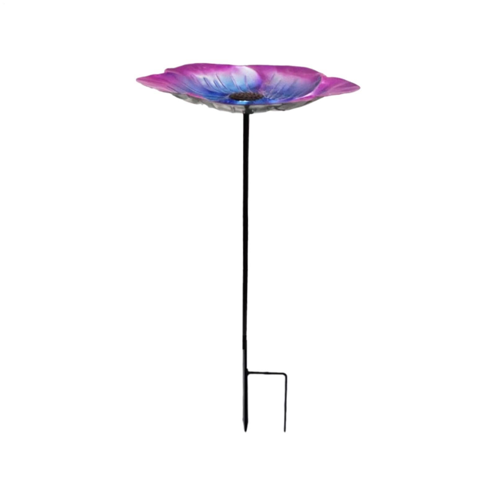 Bain à oiseaux en métal 63cm avec piquet de terre déco jardin pour colibris