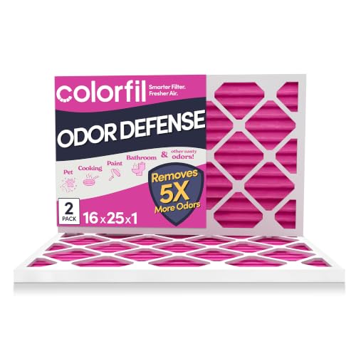 Colorfil 16x25x1 Air Filter (2-Pack) | Made in the USA | Color Changing | Remove Cat and Dog Odor | MERV 8 for Pet Hair Dander and Dust | 15.5"x24.5"x0.75" Exact Size