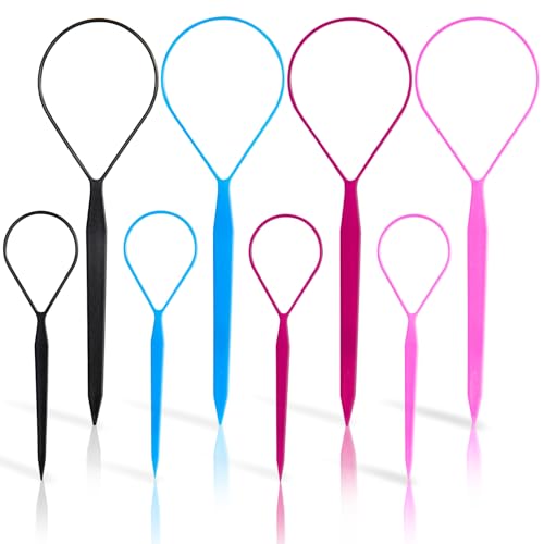 Topsy Tail Hair Tool Set Ponytail Maker Loop Styling Tools 2 Sizes Multicolor 8 Piece