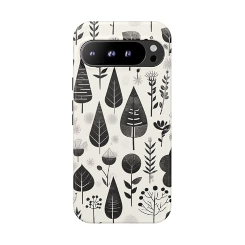Coque Pixel 9 Pro XL rigide mate anti-rayures motif botanique blanc