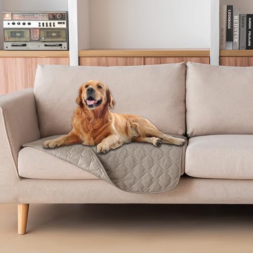 Image of gogobunny 3X Stronger Waterproof Pet Blanket, Scratch Proof Furniture Protector for Dogs Cats, Reversible Cover 30x30 Inch, Dark Stone
