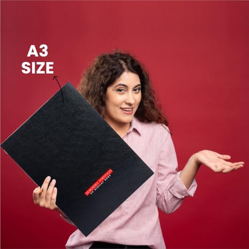 Image of Worldone A3 Size (Approx Double of A4-photocopy Paper) 1.2mm Virgin PP Portfolio Display Book -40 Fixed (Non Removable) Top Loading Photocopy Safe Binder Sleeves, (44.5 * 32 * 2.5 cm), Blue, Set of 1