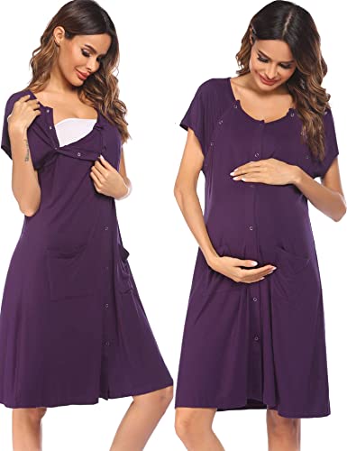 Birthing Gown Labor And Delivery Sleep Shirt Ekouaer Maternity