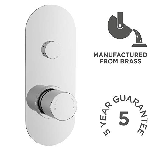 nuie CPB8310 Modern Bathroom One Outlet Round Push Button Valve, 215mm x 80mm x 135mm, Chrome - Image 4