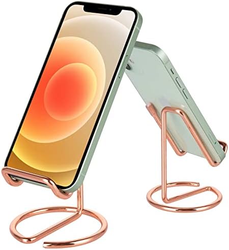 ROPOSY Cell Phone Stand for Desk, Cute Metal Rose Gold Cell Phone Stand Holder Desk Accessories, Compatible with All Mobile Phones, iPhone, Switch, iPad