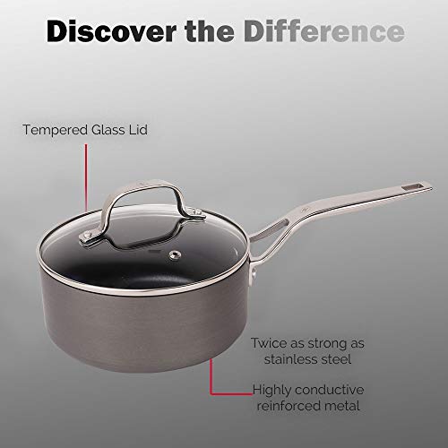 image for Swiss Diamond Hard Anodized Induction Compatible 1.5 Quart Saucepan wi