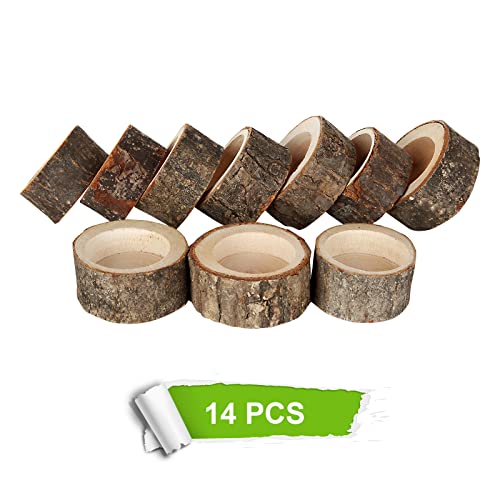 Certbuy 14 Pack Wooden Tealight Candle Holder Wood Votive Tealight Holder For Home Wedding Christmas Party Valentine's Day Decoration #TOP2