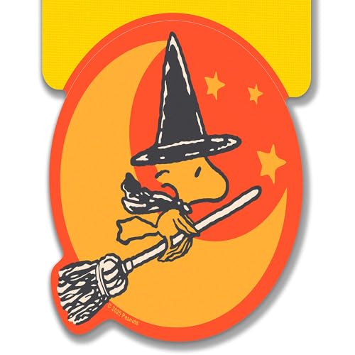 Image of Peanuts Woodstock Witch Adhesive Vinyl Decal - Spooky Woodstock Sticker for Halloween Decor
