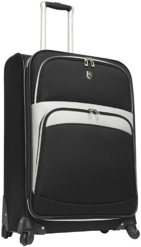 Beverly Hills Country Club Softside Expandable Spinner Luggage, Black, Checked-Medium 24-Inch