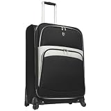 Beverly Hills Country Club Softside Expandable Spinner Luggage, Black, Checked-Medium 24-Inch