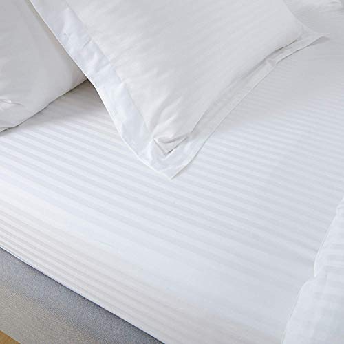 The Great American Store Scala Hotel Collection - 800 Thread Count 2 PC King Size White Stripe Pillow Cases