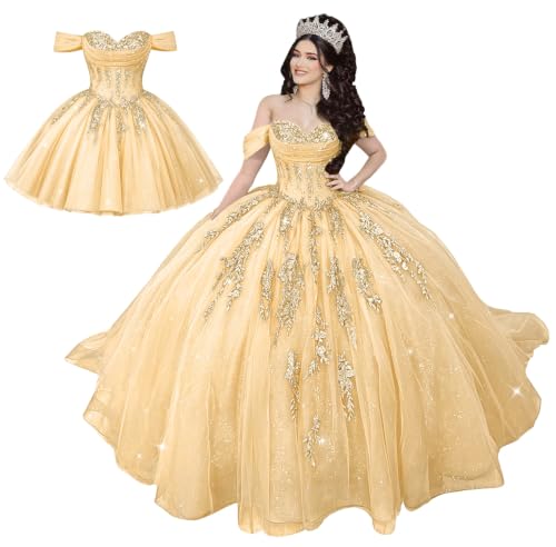 Mauuwy Champange Quince Dress 2 in 1 Quinceañera Dresses Size 16