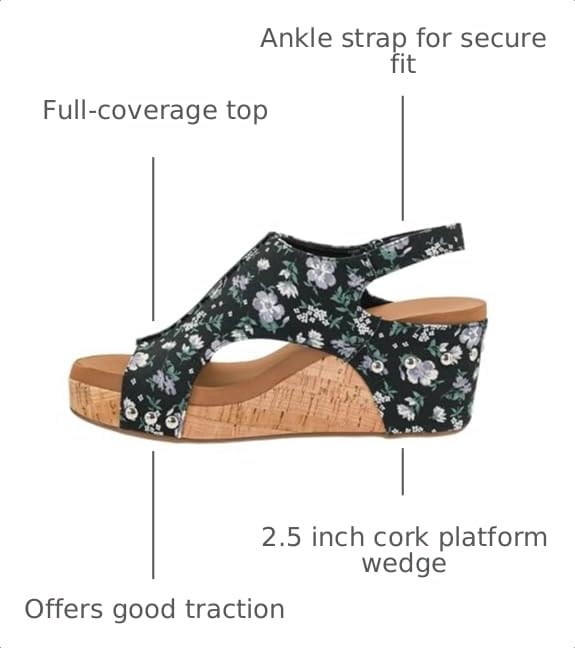 Image of Corkys Footwear Womens Carley Wedges, Featuring Corkys EVA Foam Cushioned Insoles, A 2.5 Inch Heel, Lightweight For All Day Wear, And Hook And Loop Closure