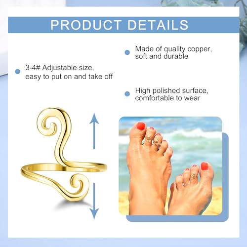 FIBO STEEL 12Pcs Adjustable Toe Rings for Women Open African Toe Rings Summer Beach Foot Jewelry2