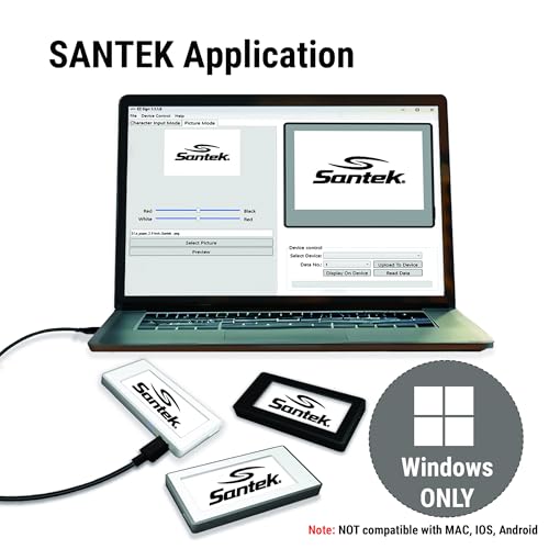 Santek EZ Sign 2.9" E-Paper Digital Signage | Tri-Color Display with USB Update via Windows App | Custom Message Board for Business, QR code sign (Black & cable, Pack of 1) - Image 5
